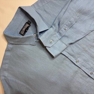 Vilebrequin 100% Linen Men’s Blue Long Sleeve Shirt Size XL Button Up